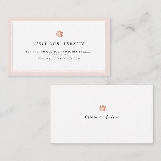 バラ金ゴールドフローラミニマリストWebサイト挿入カード プレイスカード (正面/裏面)