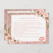 バラ金ゴールドフローラメイクアップリップの指示のヒント ポストカード (正面/裏面)