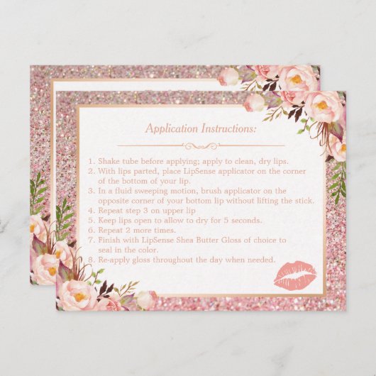 バラ金ゴールドフローラメイクアップリップの指示のヒント ポストカード (正面/裏面)