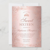 バラ金ゴールドフローラメタリックティアラシックスイート16 招待状 (正面)