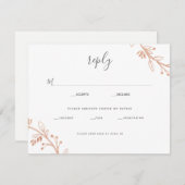 バラ金ゴールドフローラモダンリース結婚の返信カード2 出欠カード (正面/裏面)