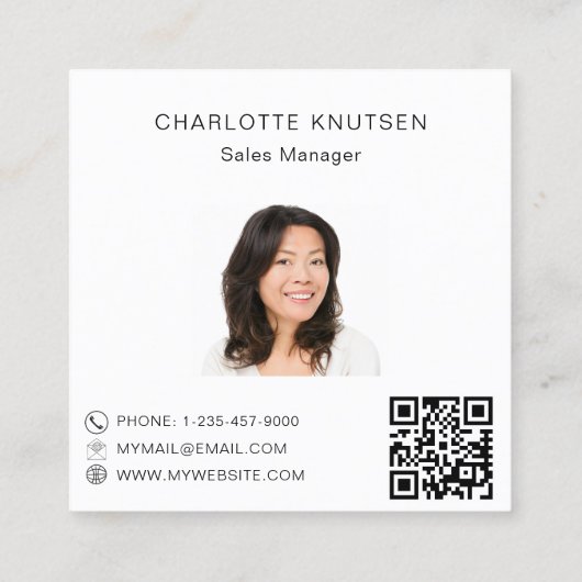 バラ金ゴールドフローラモノグラム写真Qrコード スクエア名刺 (裏面)