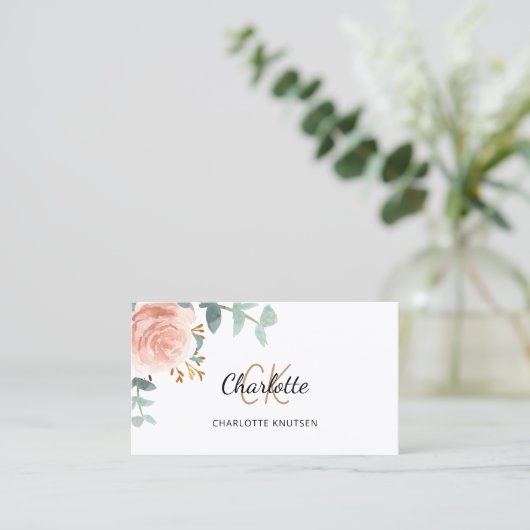 バラ金ゴールドフローラモノグラム写真Qrコード 名刺 (スタンド正面)