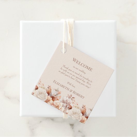 バラ金ゴールドフローラモノグラム結婚のウェルカムギフトラベル フェイバータグ (インサイチュ)