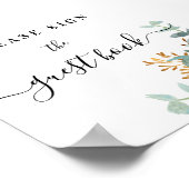 バラ金ゴールドフローラユーカリプタスゲストブックサイン ポスター (角)