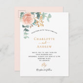 バラ金ゴールドフローラユーカリ結婚ピンク ポストカード (正面/裏面)