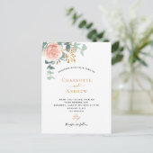 バラ金ゴールドフローラユーカリ結婚ピンク ポストカード (スタンド正面)