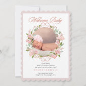バラ金ゴールドフローラリース2フォトベビーガール誕生 案内状 (正面)
