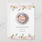 バラ金ゴールドフローラリース2フォトベビーガール誕生 案内状 (裏面)