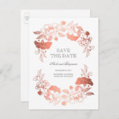 バラ金ゴールドフローラリース | Peonies日付を保存 案内ポストカード (正面/裏面)