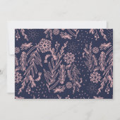 バラ金ゴールドフローラルパターンネイビースタイリッシュブ結婚ルー 招待状 (裏面)