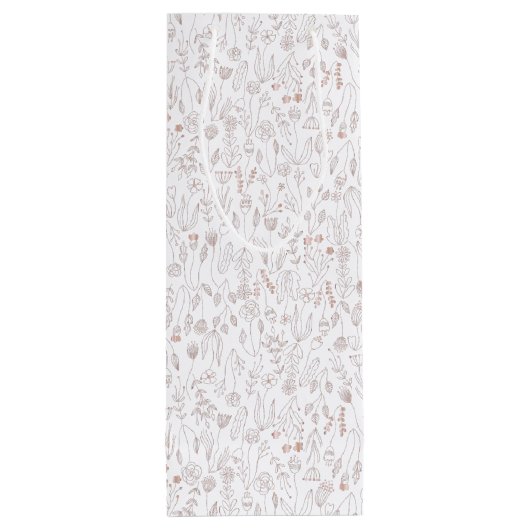 バラ金ゴールドフローラルパターン ワインギフトバッグ (裏面)