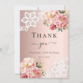 バラ金ゴールドフローラレース誕生日サンキューカード 招待状 (正面)