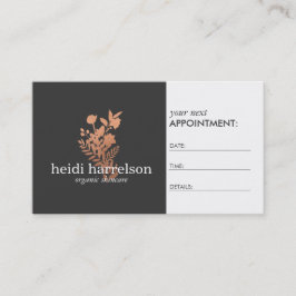バラ金ゴールドフローラロゴのダークグレーアポイントメント 予約カード
