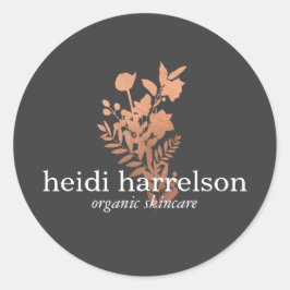 バラ金ゴールドフローラロゴの濃い灰色 ラウンドシール