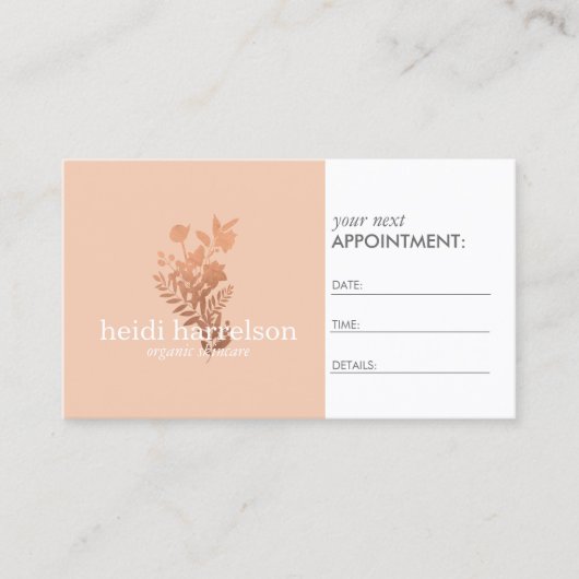 バラ金ゴールドフローラロゴオンピーチアポイントメント 予約カード (正面)