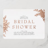 バラ金ゴールドフローラ丸ブライダルシャワー 箔招待状 (正面)