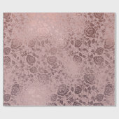 バラ金ゴールドフローラ旋回パターン赤面ピンク ラッピングペーパー (フラット)