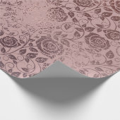 バラ金ゴールドフローラ旋回パターン赤面ピンク ラッピングペーパー (角)