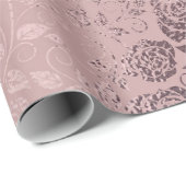 バラ金ゴールドフローラ旋回パターン赤面ピンク ラッピングペーパー (ロールコーナー)