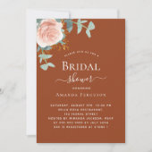 バラ金ゴールドフローラ燃えオレンジ高級ブライダルシャワー 招待状 (正面)