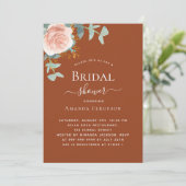バラ金ゴールドフローラ燃えオレンジ高級ブライダルシャワー 招待状 (スタンド正面)