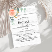バラ金ゴールドフローラ素朴な白木ブライダルシャワー 招待状