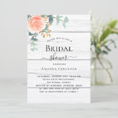 バラ金ゴールドフローラ素朴な白木ブライダルシャワー 招待状 (スタンド正面)