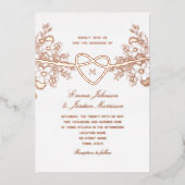 バラ金ゴールドフローラ結婚ハート箔招待状 箔招待状 (正面)