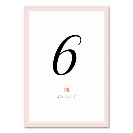バラ金ゴールドフローラ結婚ミニマリストのテーブルカード テーブルナンバー (正面)