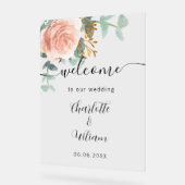 バラ金ゴールドフローラ結婚ユーカリの歓迎 アクリルサイン (傾斜)