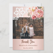 バラ金ゴールドフローラ結婚レースの写真サンキューカード 招待状 (正面)