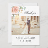 バラ金ゴールドフローラ結婚写真サンキューカード 招待状 (正面)