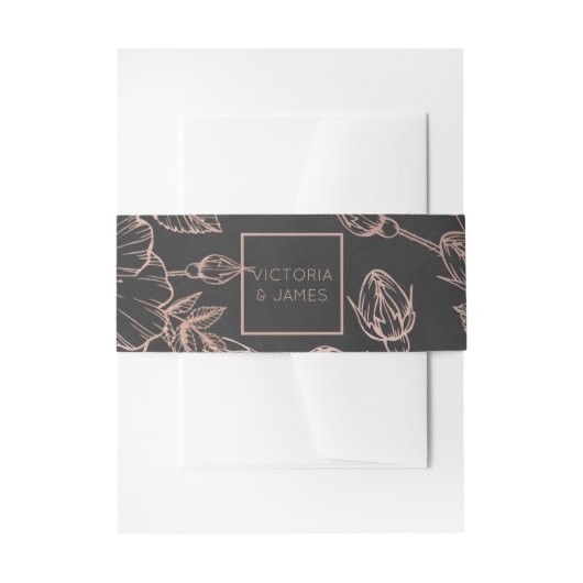 バラ金ゴールドフローラ結婚式招待状ベリーバンド 招待状ベリーバンド (正面例)