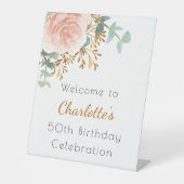 バラ金ゴールドフローラ緑の誕生日パーティーへようこそ 台座サイン (正面)