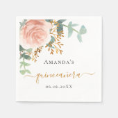 バラ金ゴールドフローラ緑エレガントキンセアニェラ スタンダードカクテルナプキン (正面)