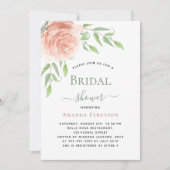 バラ金ゴールドフローラ緑エレガントブライダルシャワー 招待状 (正面)