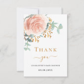 バラ金ゴールドフローラ緑ベビーシャワー サンキューカード (正面)