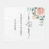 バラ金ゴールドフローラ緑ミセス・ハート結婚ズ フリースブランケット (正面(横))