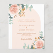 バラ金ゴールドフローラ緑化アーチ結婚式招待状 (正面)