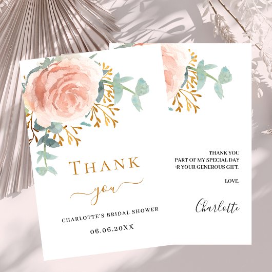 バラ金ゴールドフローラ緑化ブライダルシャワー サンキューカード