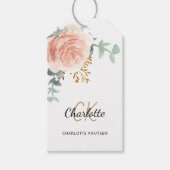 バラ金ゴールドフローラ緑化モノグラムブライダルシャワー ギフトタグ (正面)