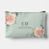 バラ金ゴールドフローラ緑名モノグラム アクセサリーポーチ (正面)