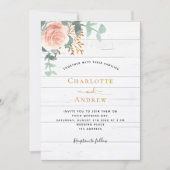 バラ金ゴールドフローラ緑結婚白木 招待状 (正面)