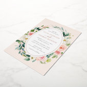 バラ金ゴールドフローラ葉赤面結婚の 箔招待状 (回転した状態)