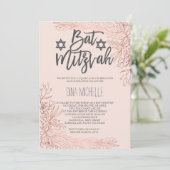 バラ金ゴールドフローラ赤面ピンクバルミツワー写真 招待状 (スタンド正面)