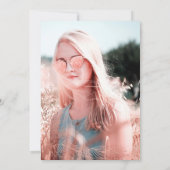 バラ金ゴールドフローラ赤面ピンクバルミツワー写真 招待状 (裏面)