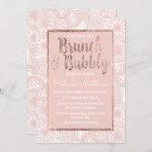バラ金ゴールドフローラ赤面ピンクブラシブランチバブリー 招待状 (正面/裏面)