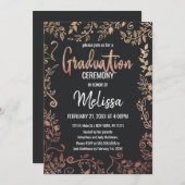 バラ金ゴールドフローラ金ゴールドグラデーション卒業 招待状 (正面/裏面)