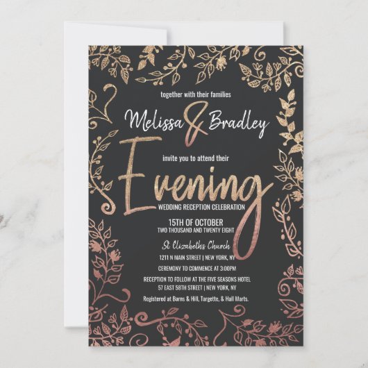 バラ金ゴールドフローラ金ゴールドグラデーション夕べ 招待状 (正面)